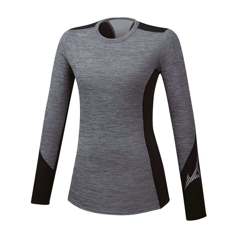 Damske Tričko Mizuno Virtual Body G2 Crew Bezecke Siva/Čierne Vypredaj TLPN54186